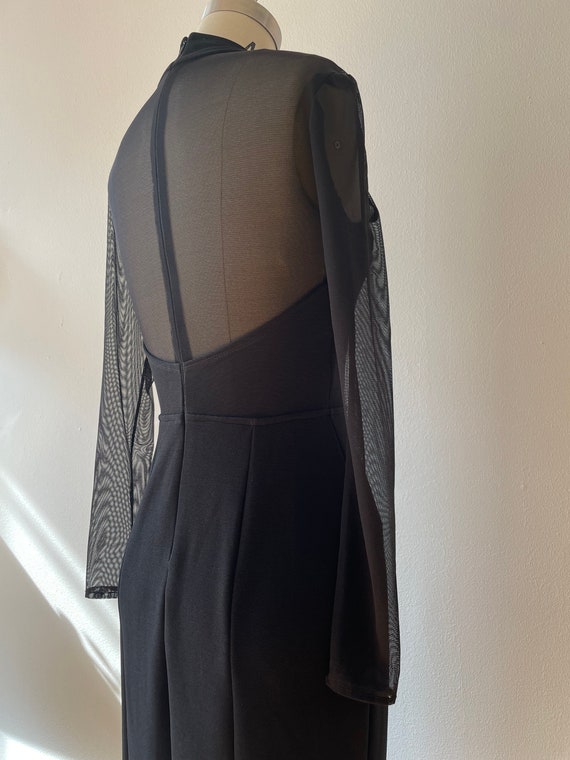 Vintage 1990s Black Sheer Net Maxi Dress - image 8