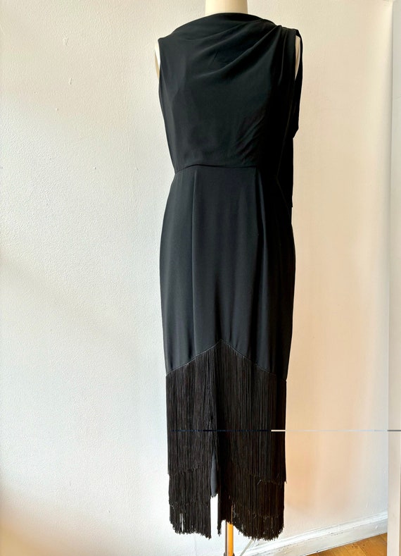 Vintage Lilli Diamond Black Fringed Gown
