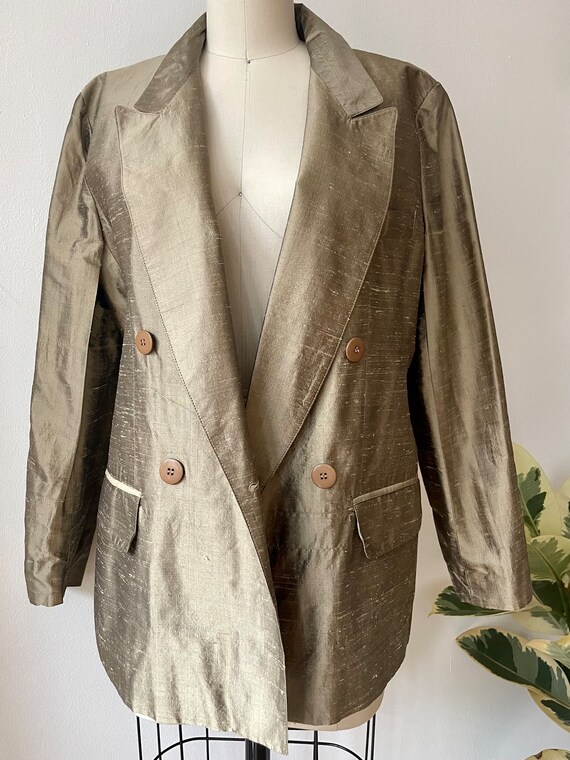 Vintage Giorgio Sant Angelo Bronze Silk Blazer - image 8