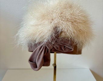 Jaren '60 Ivoren Marabou Feather Hat