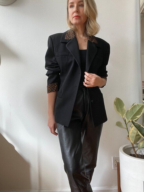 Vintage Byblos Black Wool Paisley Blazer - Etsy