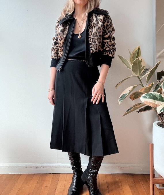 Vintage Celine Black Wool Belted Midi Skirt - Etsy