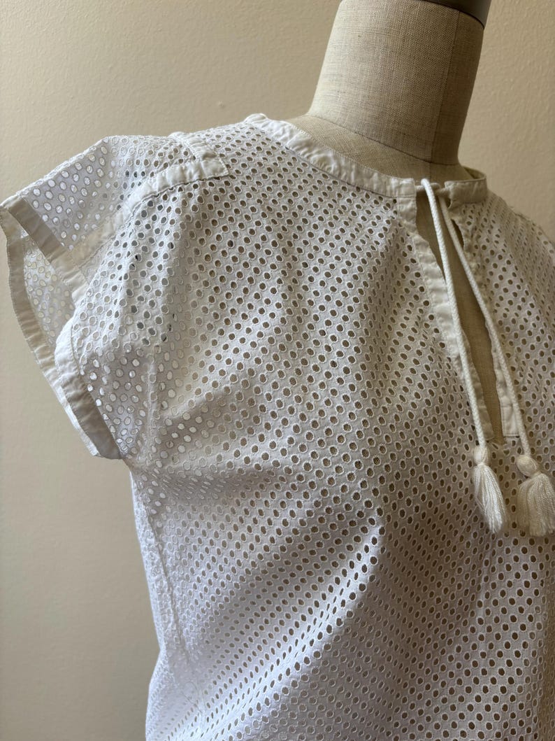 Vintage Courreges vit bomullstopp från 1980-talet bild 6