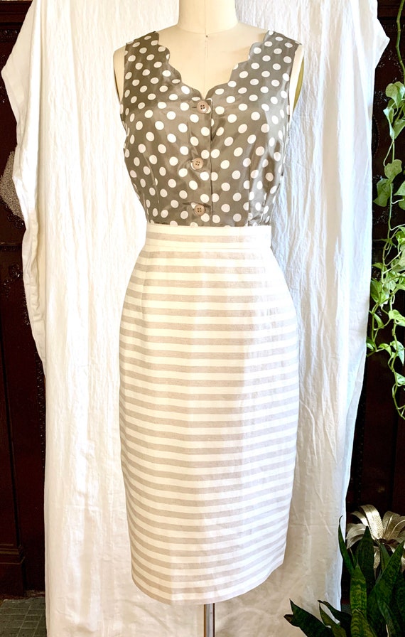 Louis Feraud Vintage 80s Linen and Cotton Striped