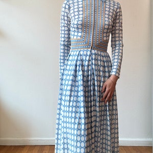 Vintage 1970s Blue Printed Maxi Dress zdjęcie 3