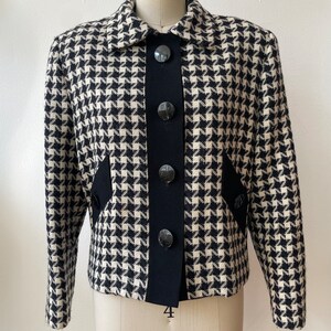 Vintage 1960s Wool Cropped Houndstooth Jacket image 5