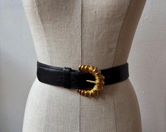 Vintage Black Patent Embossed Leather Escada Belt with Brass Horsebit Hardware Escada Black Belt - Etsy Singapore main image 4
