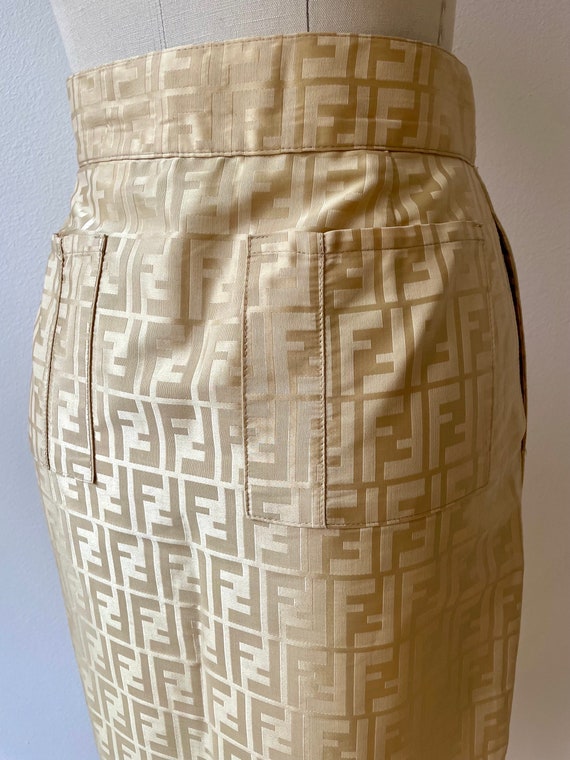 Vintage Fendi Gold Zucca Print Pencil Skirt - image 6