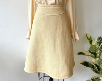 Vintage 1960s Courreges Ivory Wool A Line Skirt