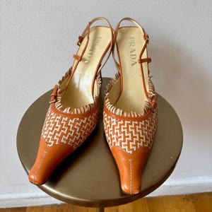 Vintage Prada Woven Slingback Heels