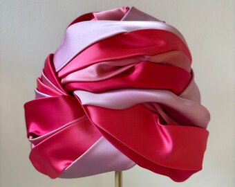 Vintage 1960s Christian Dior Pink Satin Turban