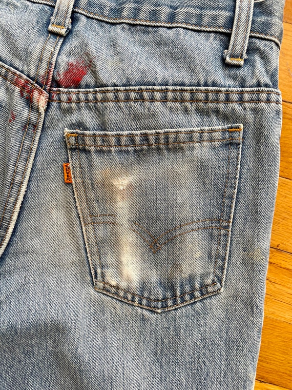 Vintage 1970s Levis Flared Orange Tab Denim - image 4