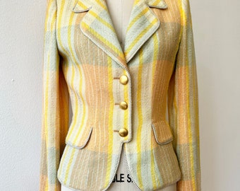 Vintage 1980s Ungaro Gelber Tweed Blazer