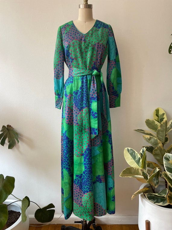 Vintage 60s/70s Printed Maxi Gown