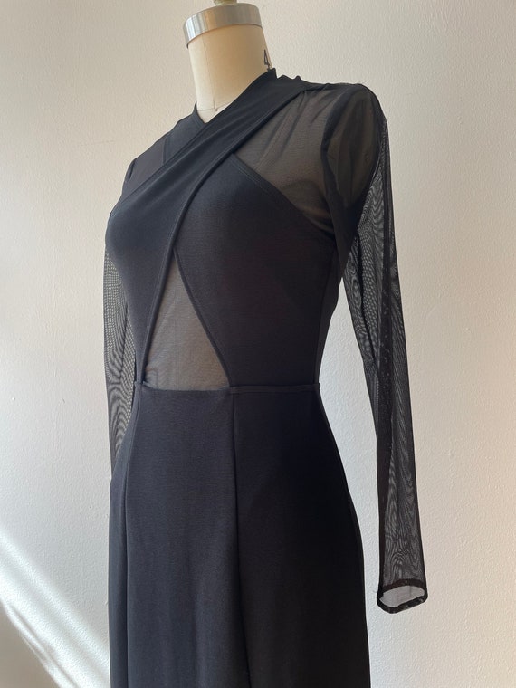 Vintage 1990s Black Sheer Net Maxi Dress - image 4