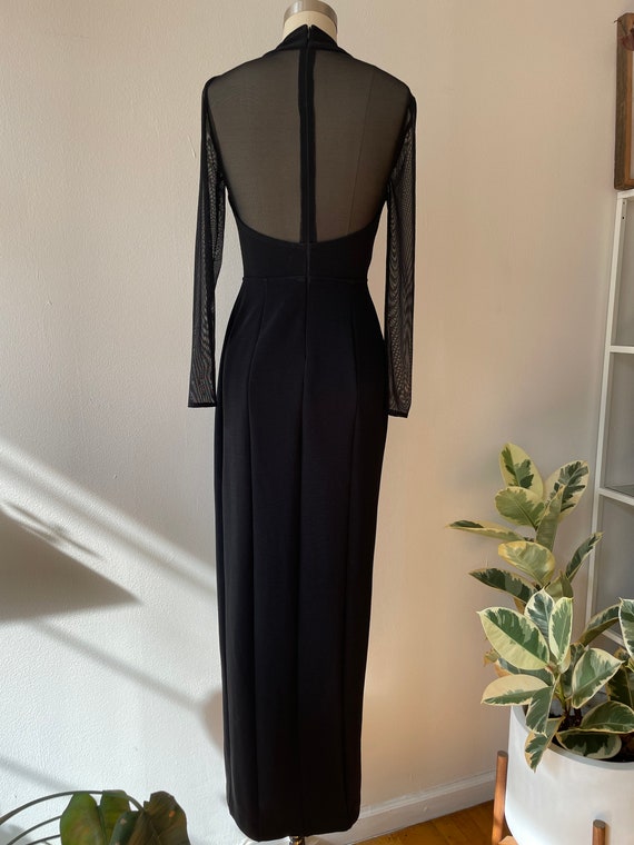 Vintage 1990s Black Sheer Net Maxi Dress - image 6