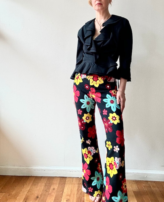 Vintage 1990s Moschino Floral Flared Jeans - Etsy