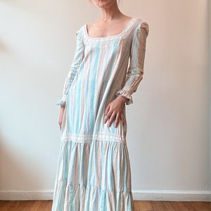 Vintage 1970s Striped Cotton Maxi Dress zdjęcie 1