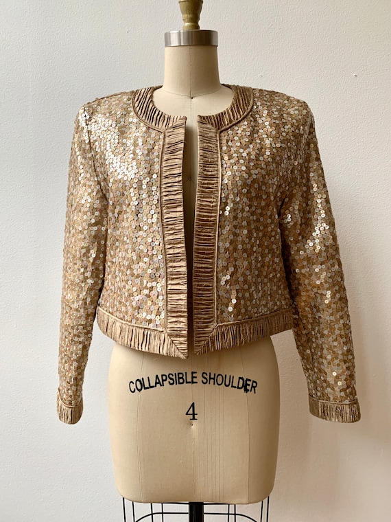 Vintage Jeanne Marc Bronze Sequin Cropped Evening