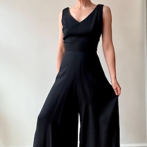 Vintage 1960s Black Wide Leg Jumpsuit