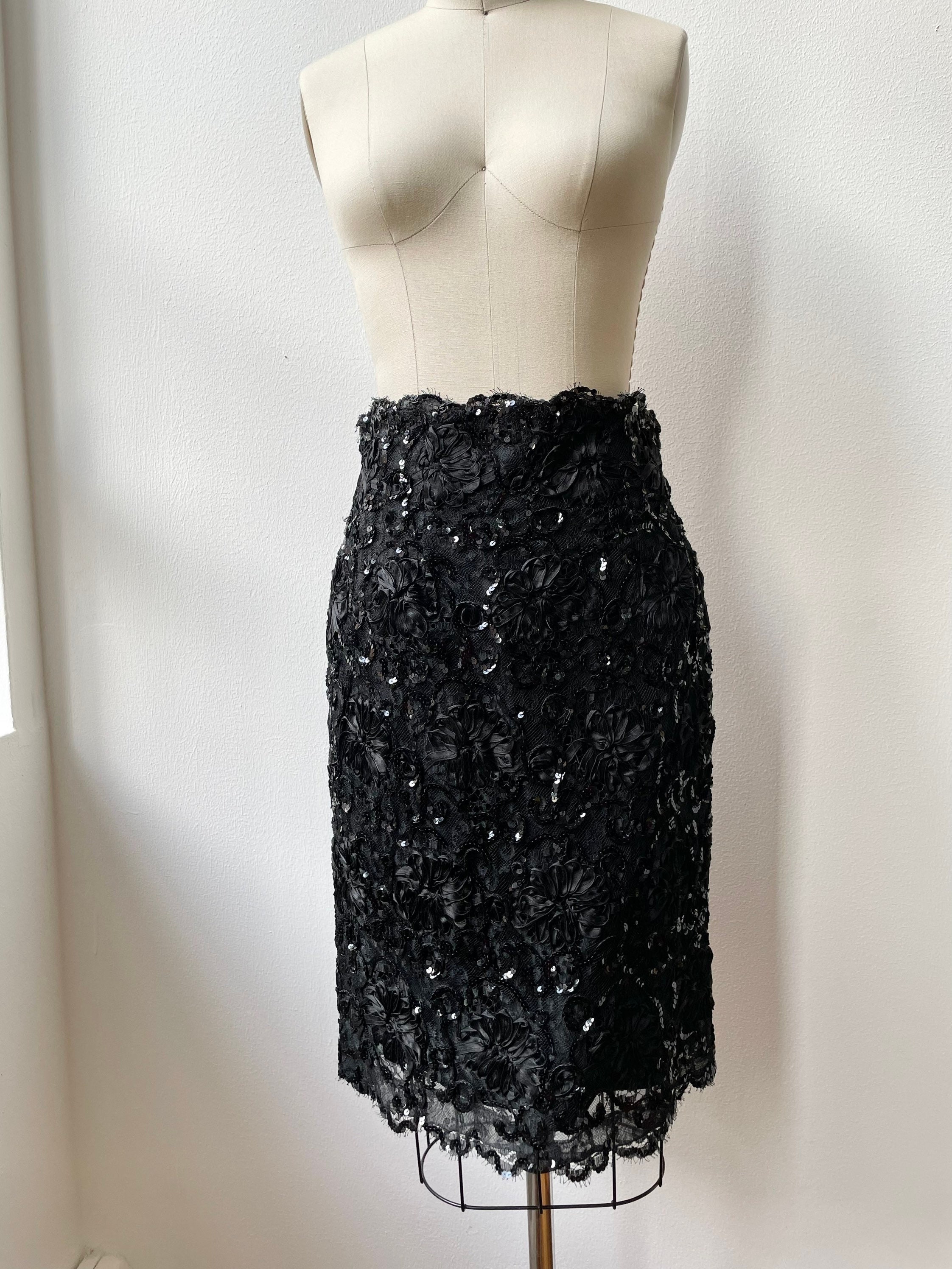 Black sequin skirt knee length hotsell