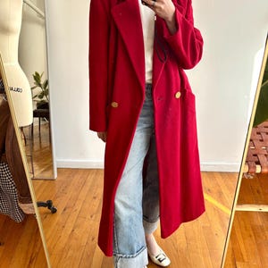 Vintage 1980s roter Wollmantel