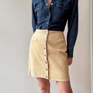 Vintage Western Tan Leather Suede Mini Skirt
