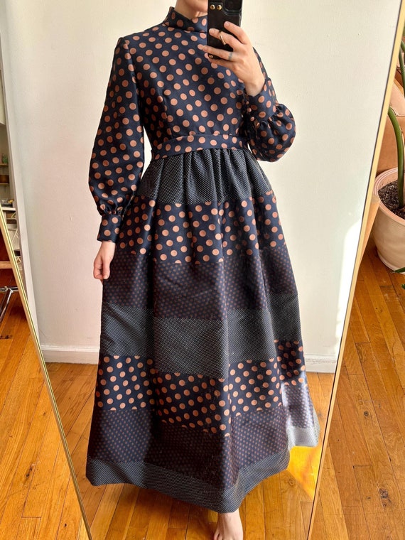 Geoffrey Beene, Vintage 1960s/70s Geoffrey Beene Polka Dot Gown