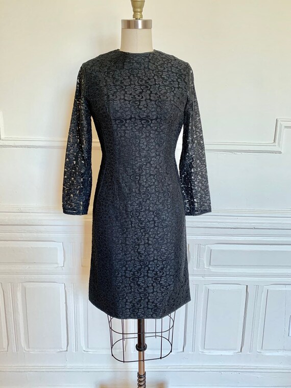 Vintage 60s Black Lace Cocktail Dress • Black Lace