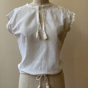 Vintage Courreges vit bomullstopp från 1980-talet bild 3