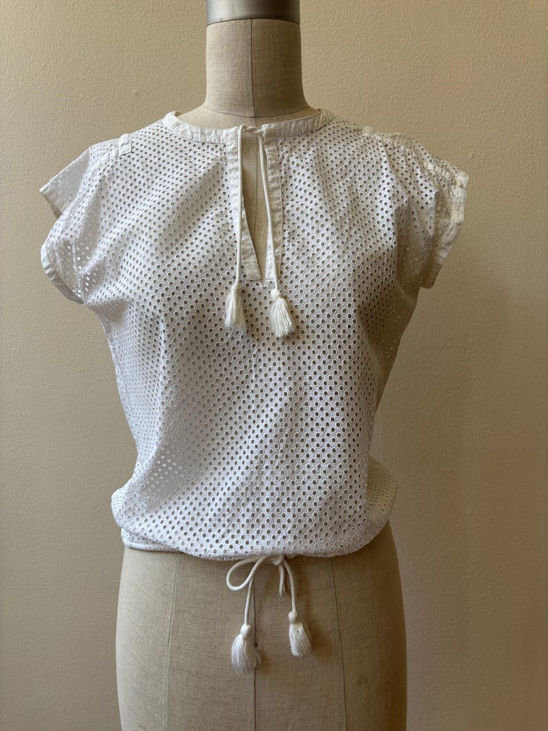 Vintage Courreges vit bomullstopp från 1980-talet bild 3