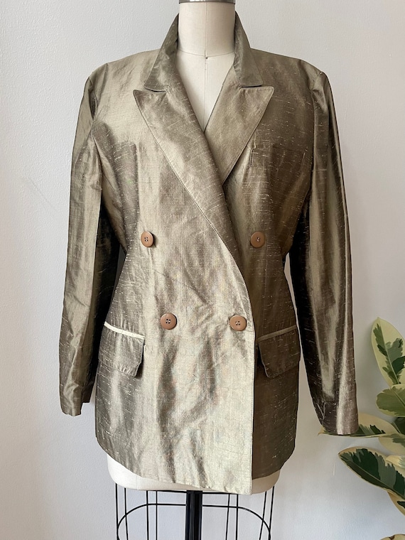 Vintage Giorgio Sant Angelo Bronze Silk Blazer - image 1