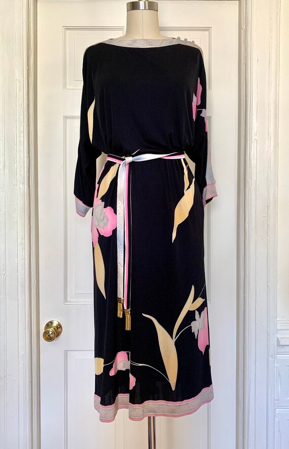Vintage Late 70s Leonard Paris Silk Jersey Floral