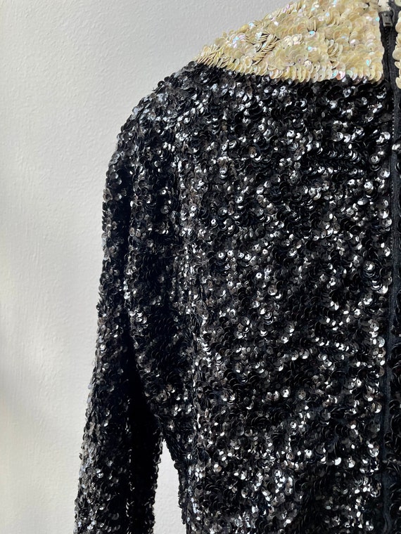 Reserved**** 60s black and white sequin top - image 3