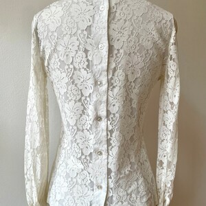 Vintage 1970s Ruffle Neck Lace Blouse image 5