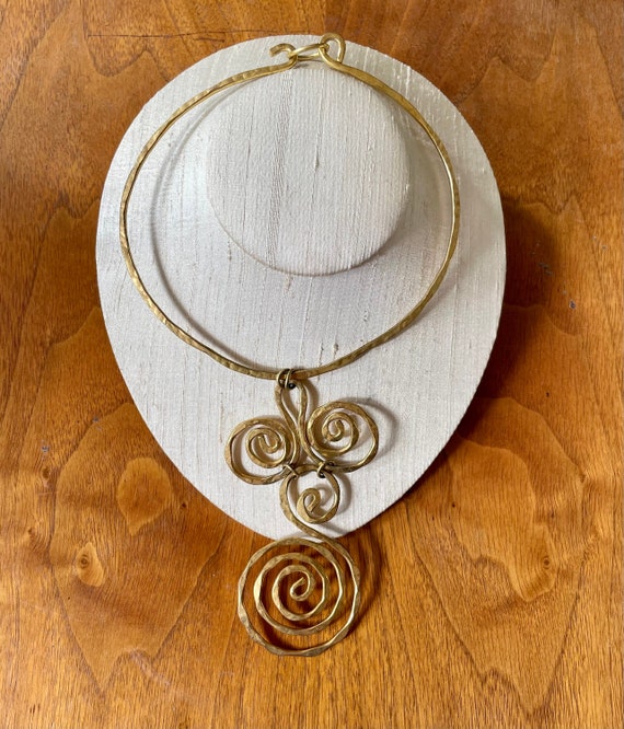 Vintage Gold Tone Spiral Collar Necklace