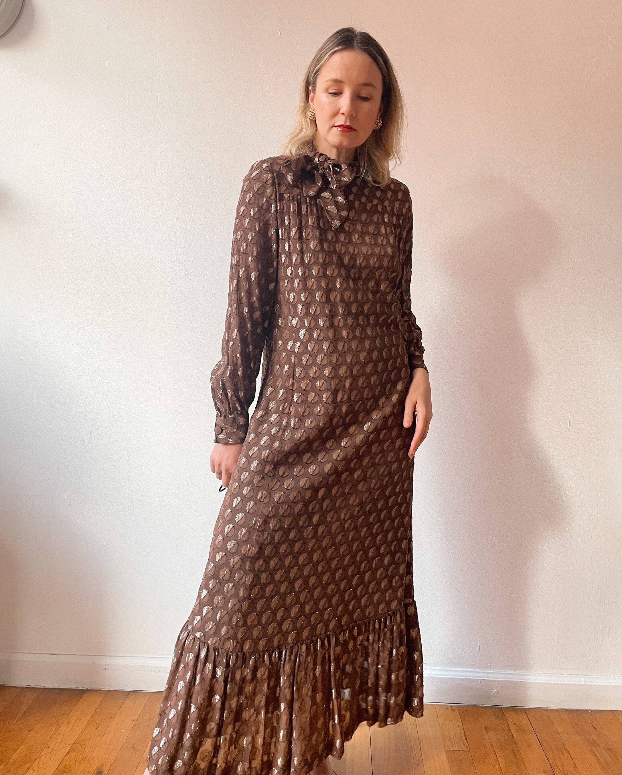 Vintage 1970s Givenchy Silk Chiffon and Lurex Dress - Etsy