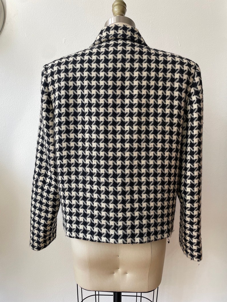 Vintage 1960s Wool Cropped Houndstooth Jacket image 4