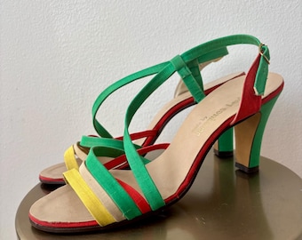 Vintage Jacques Levine Colorblock Strappy Heels