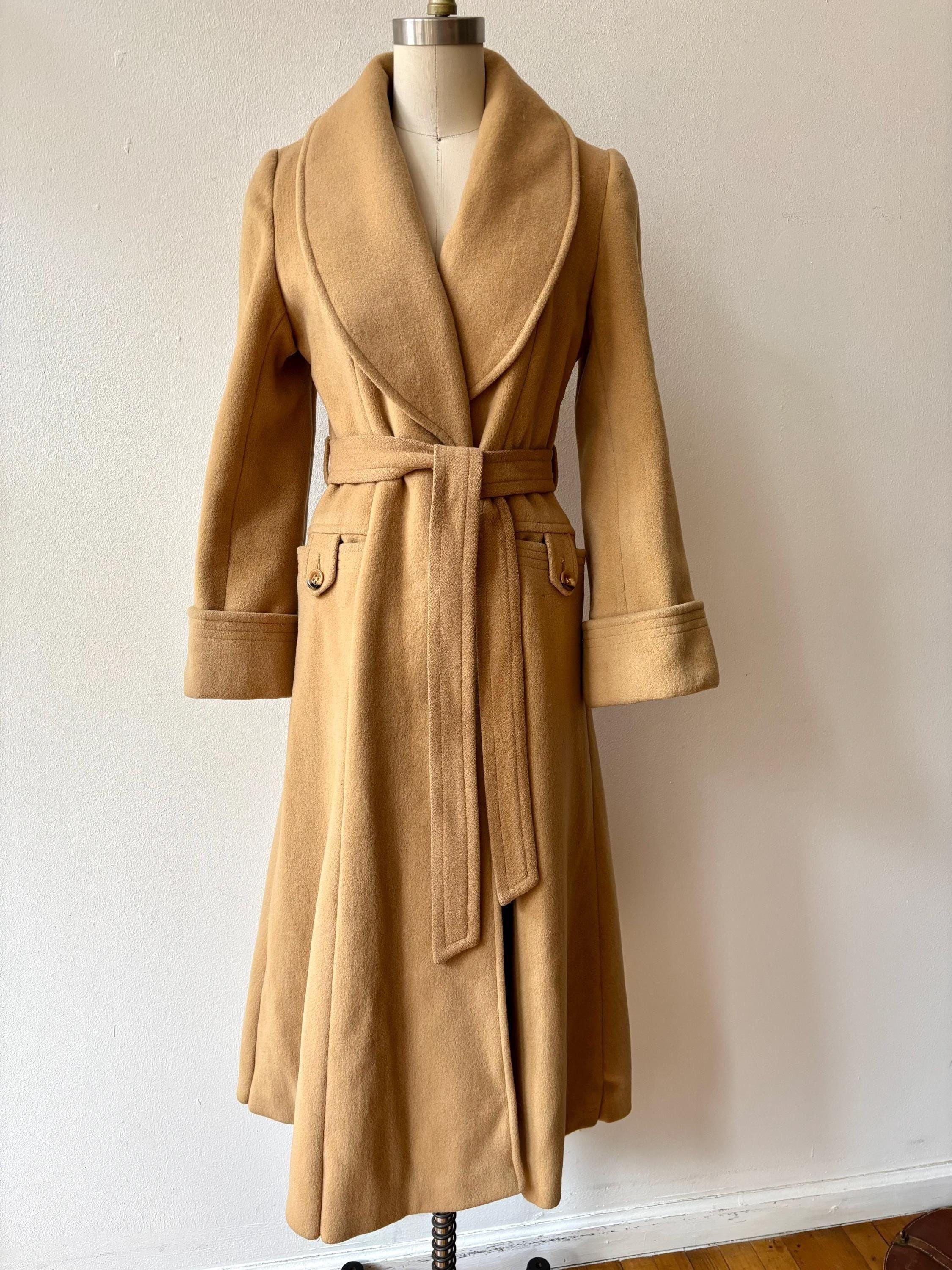 Vintage 1970s Camel Wool Belted Full Length Coat - Etsy