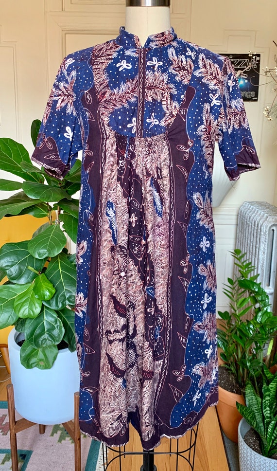 Vintage Batik Print Cotton Dress