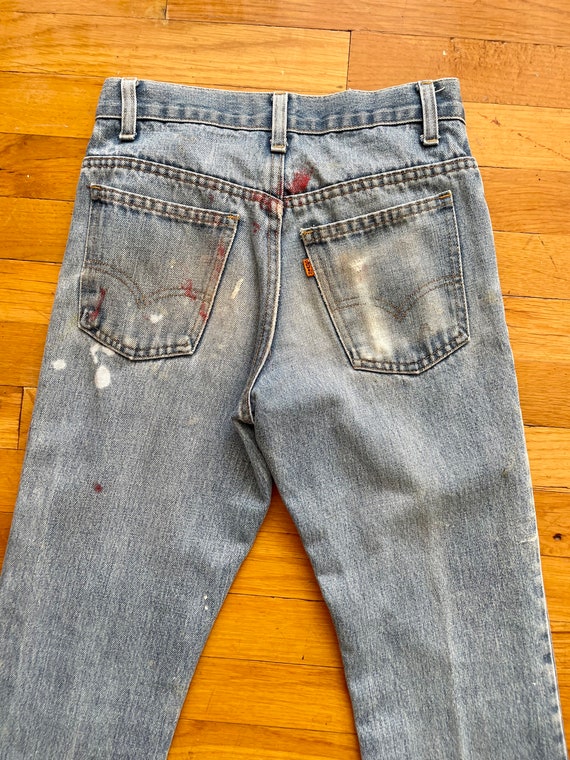 Vintage 1970s Levis Flared Orange Tab Denim - image 5