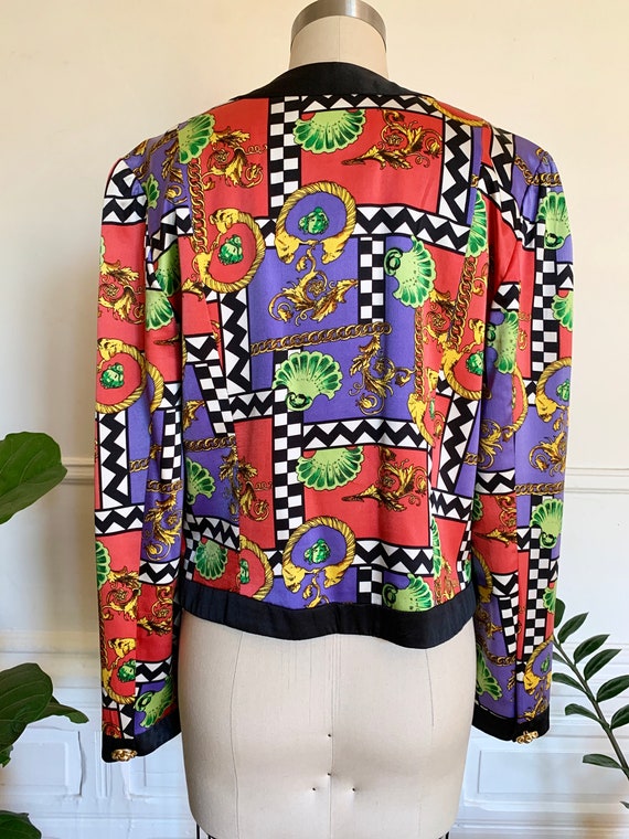 Vintage 1980s Silk Graphic Print Jacket - image 6