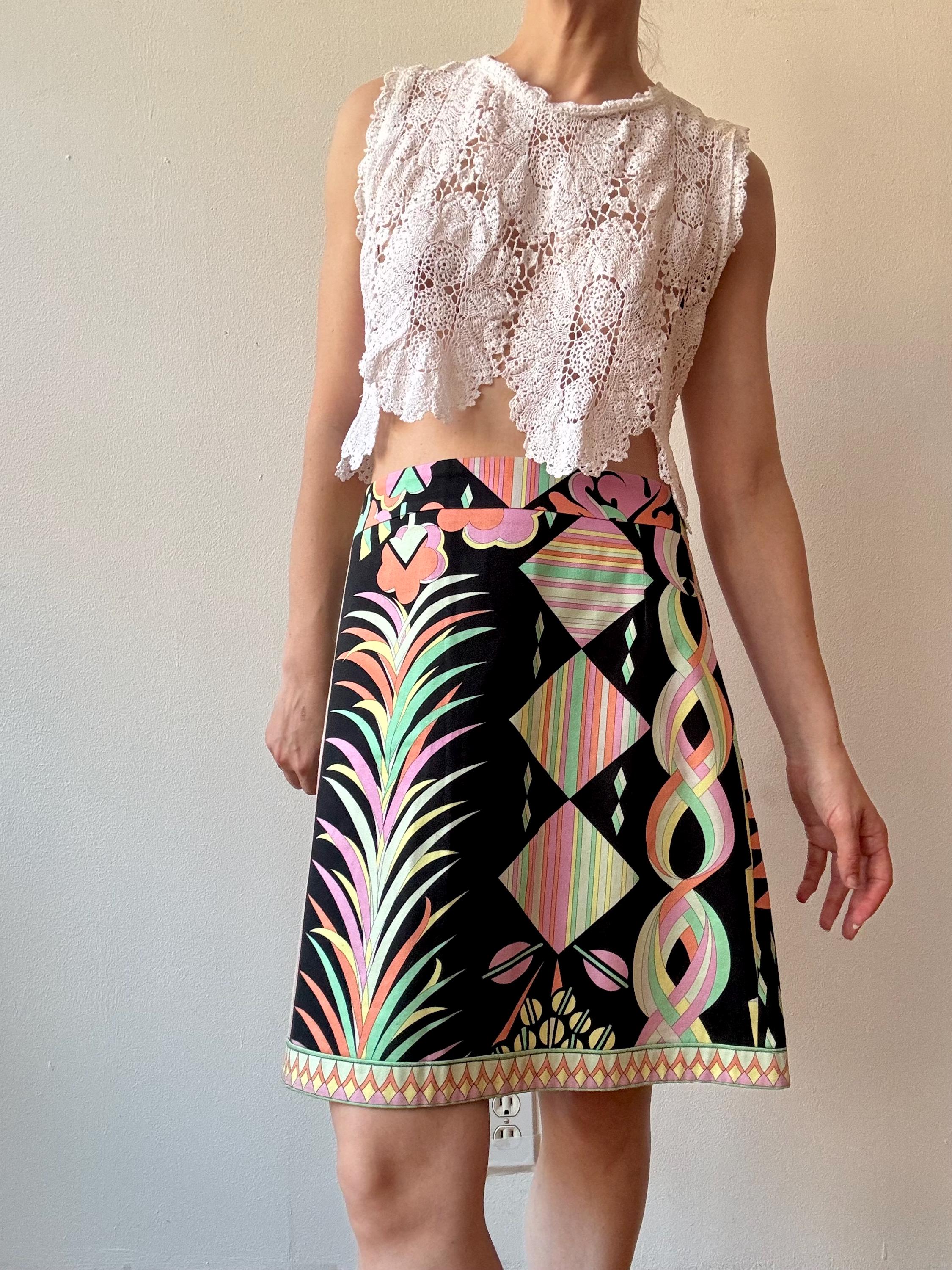Vintage Averardo Bessi Rainbow Psychedelic Print Cotton Mini Skirt