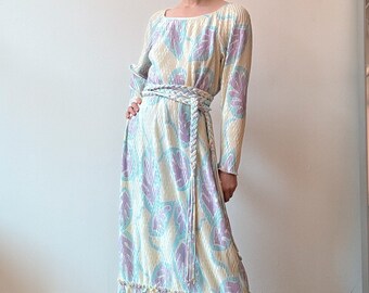 Vintage Mary McFadden pastel geplooide maxi-jurk