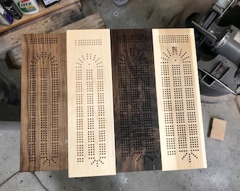 Cribbage Board, Handmade Walnut, Maple, or Cherry. Free shipping in US. Metal Pegs/Storage. 3 or 4 Tracks.Engraving available.