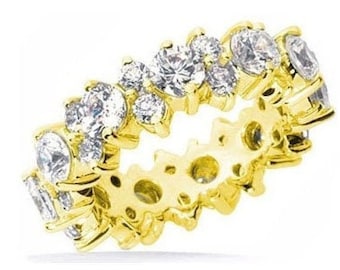 3.85 ct Brilliant Round Diamond Eternity Ring Wedding Band 14k Yellow Gold