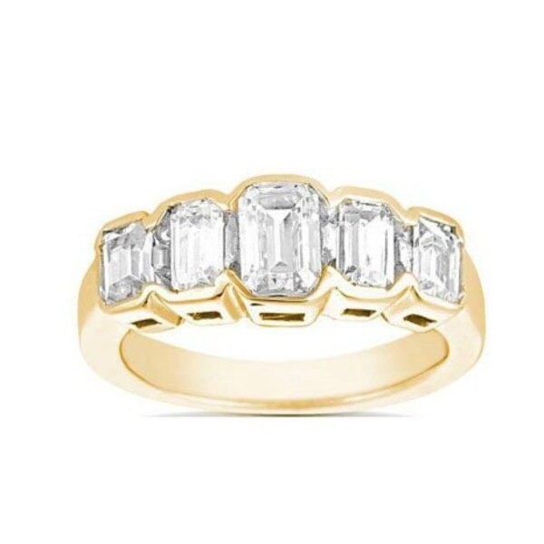 1.90 carat Engagement Emerald cut Diamond Ring Anniversary Band 14k Yellow Gold