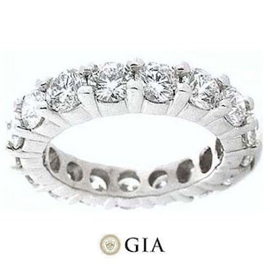 6 ct Round Diamond Ring 18k Gold Eternity Band E-F VS GIA Size 8 0.40 ct each image 1