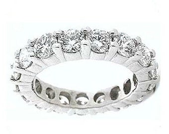7.60 ct Round Diamond Ring 14k Gold Eternity Band F VS/SI1 Size 7 0.50 ct each